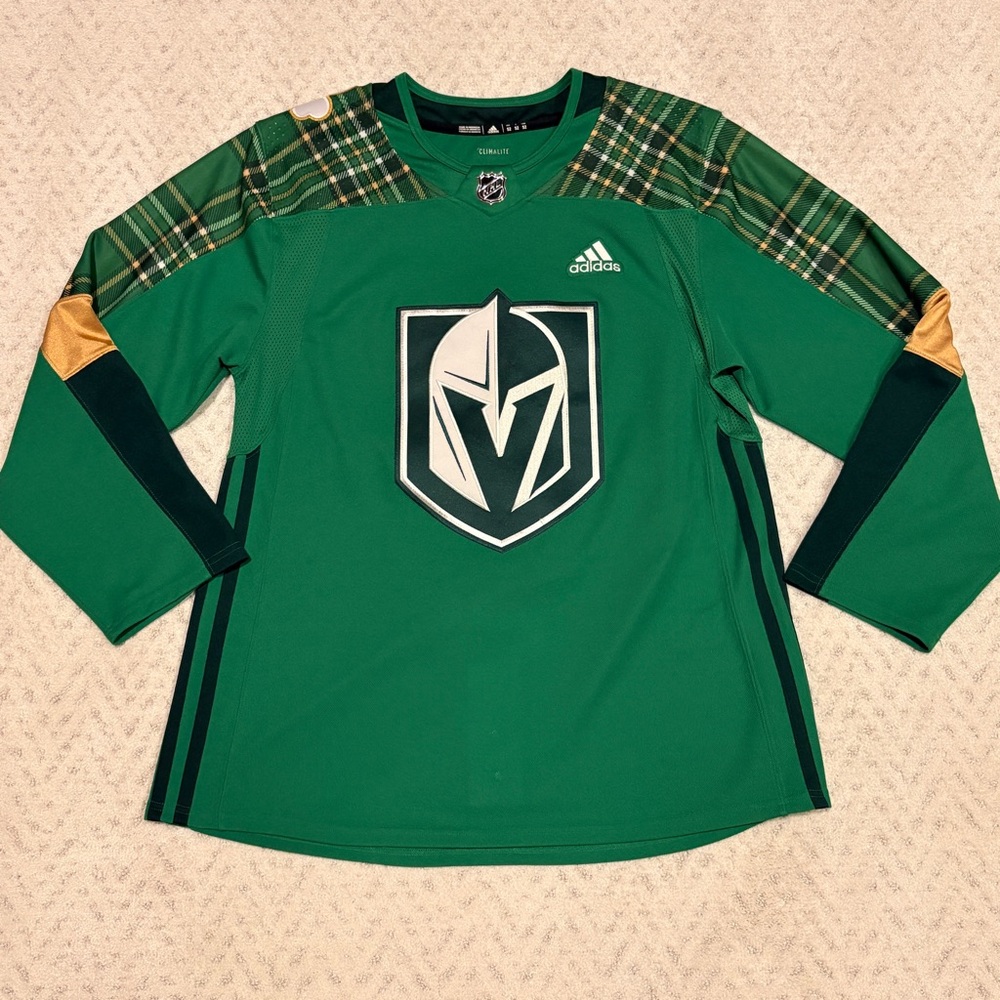 Adidas Vegas Golden Knights Authentic Hockey Jersey Men 52 Large St Patricks Day